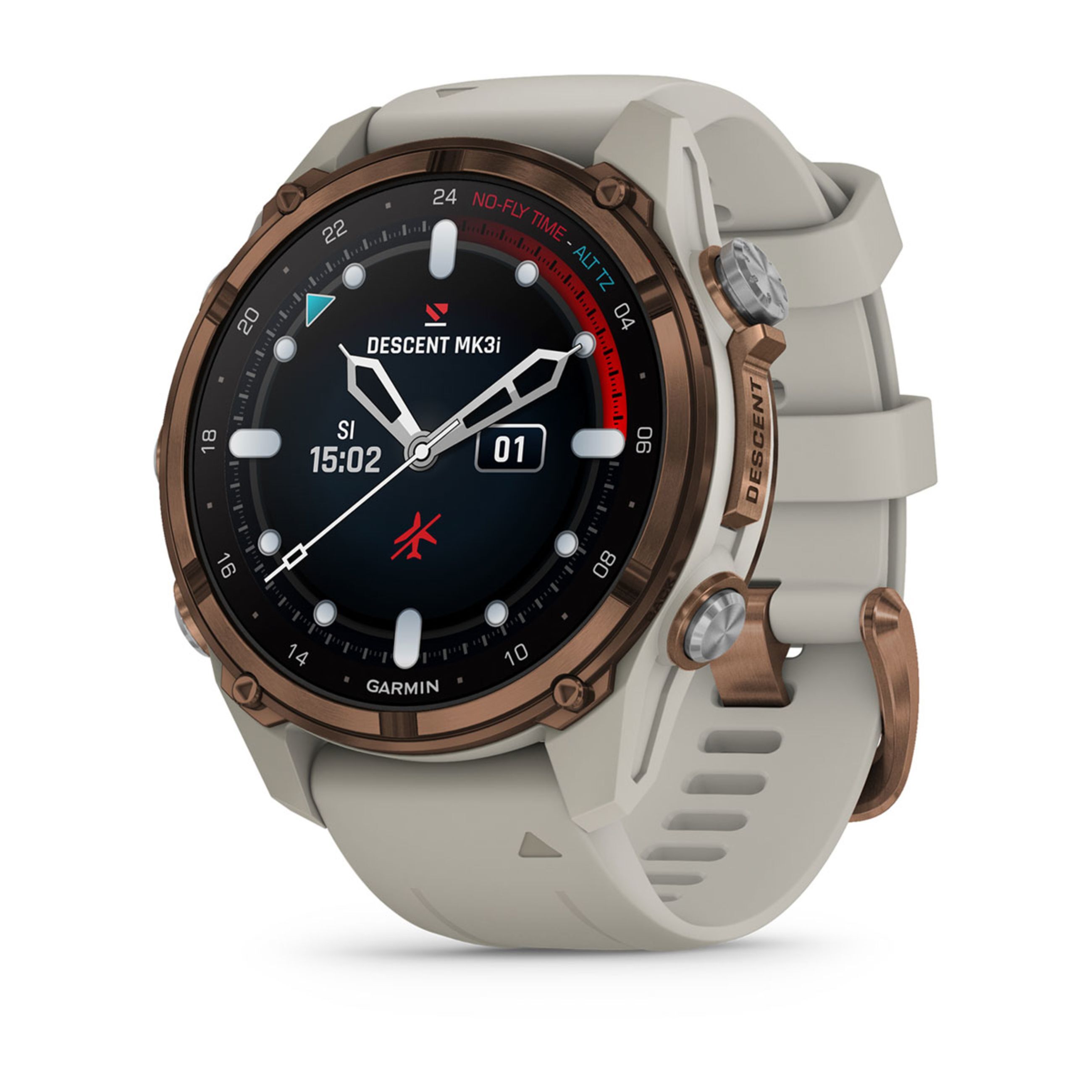 Descent Mk3 – 43 Mm - Bronze Pvd Titanium With French Gray Silicone Band