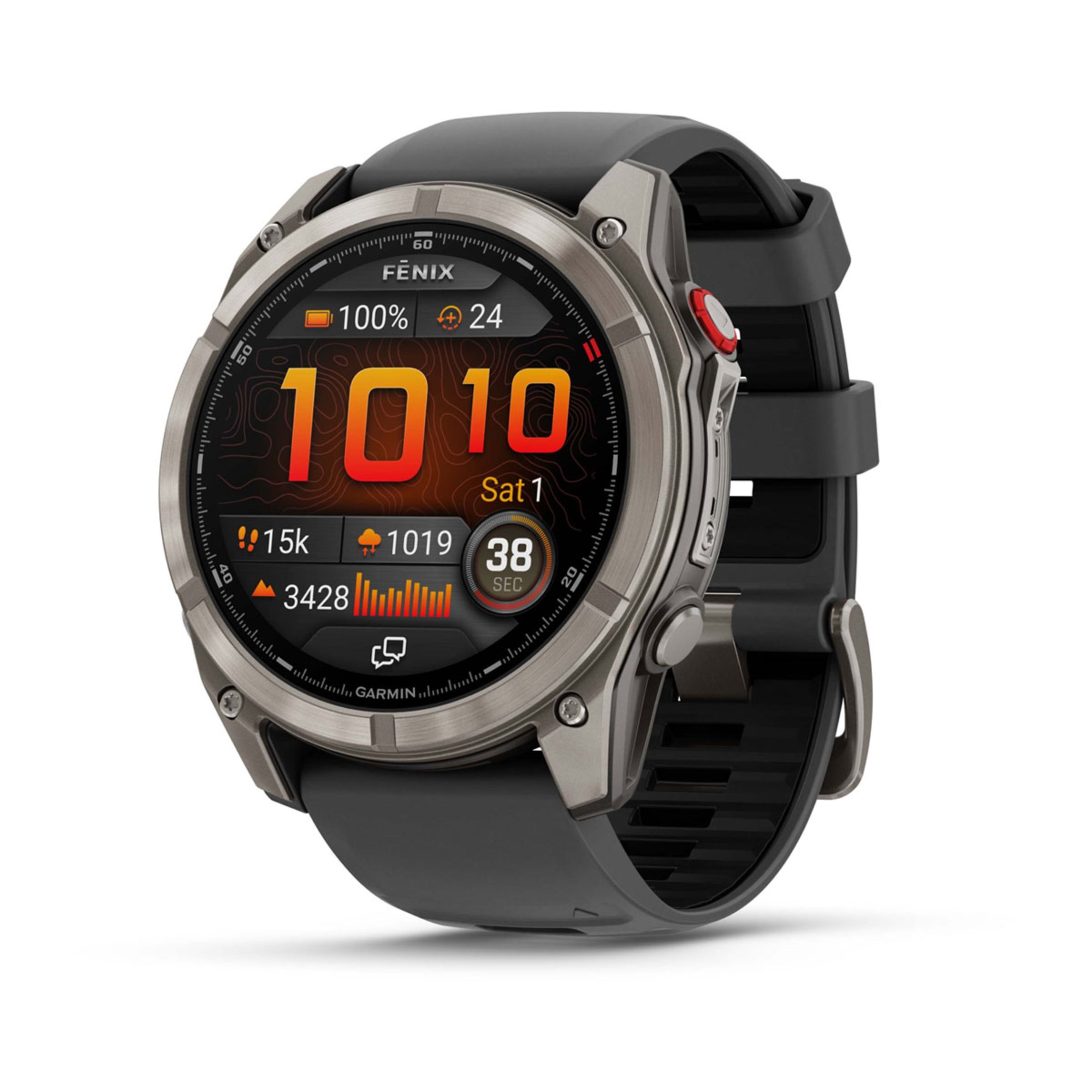 FēNix 8 – 43 Mm, Amoled - Sapphire, Titanium With Graphite/Black Silicone Band