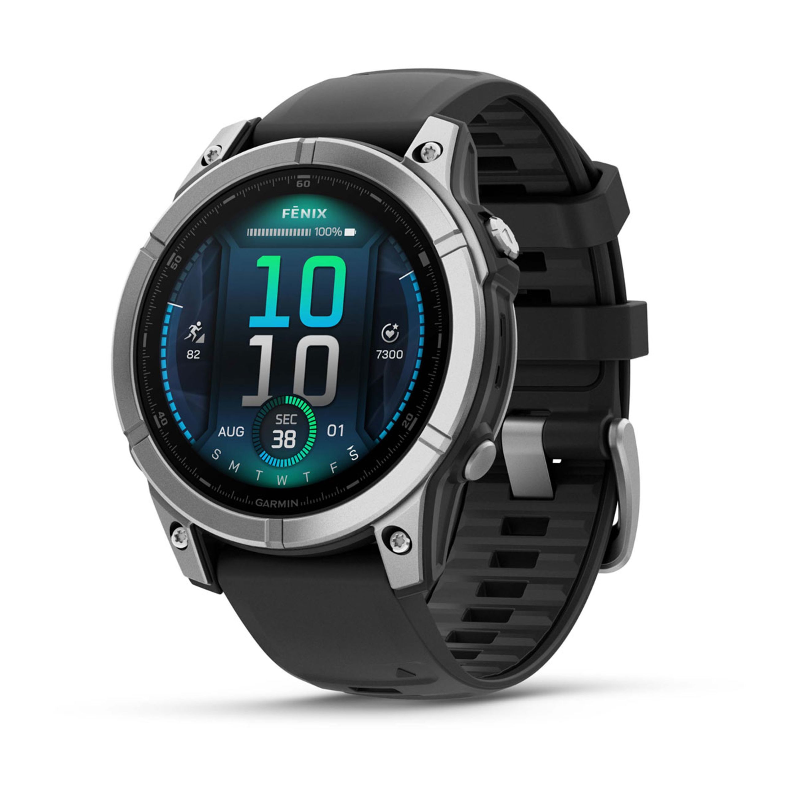 FēNix 8 – 43 Mm, Amoled - Stainless Steel With Black Silicone Band
