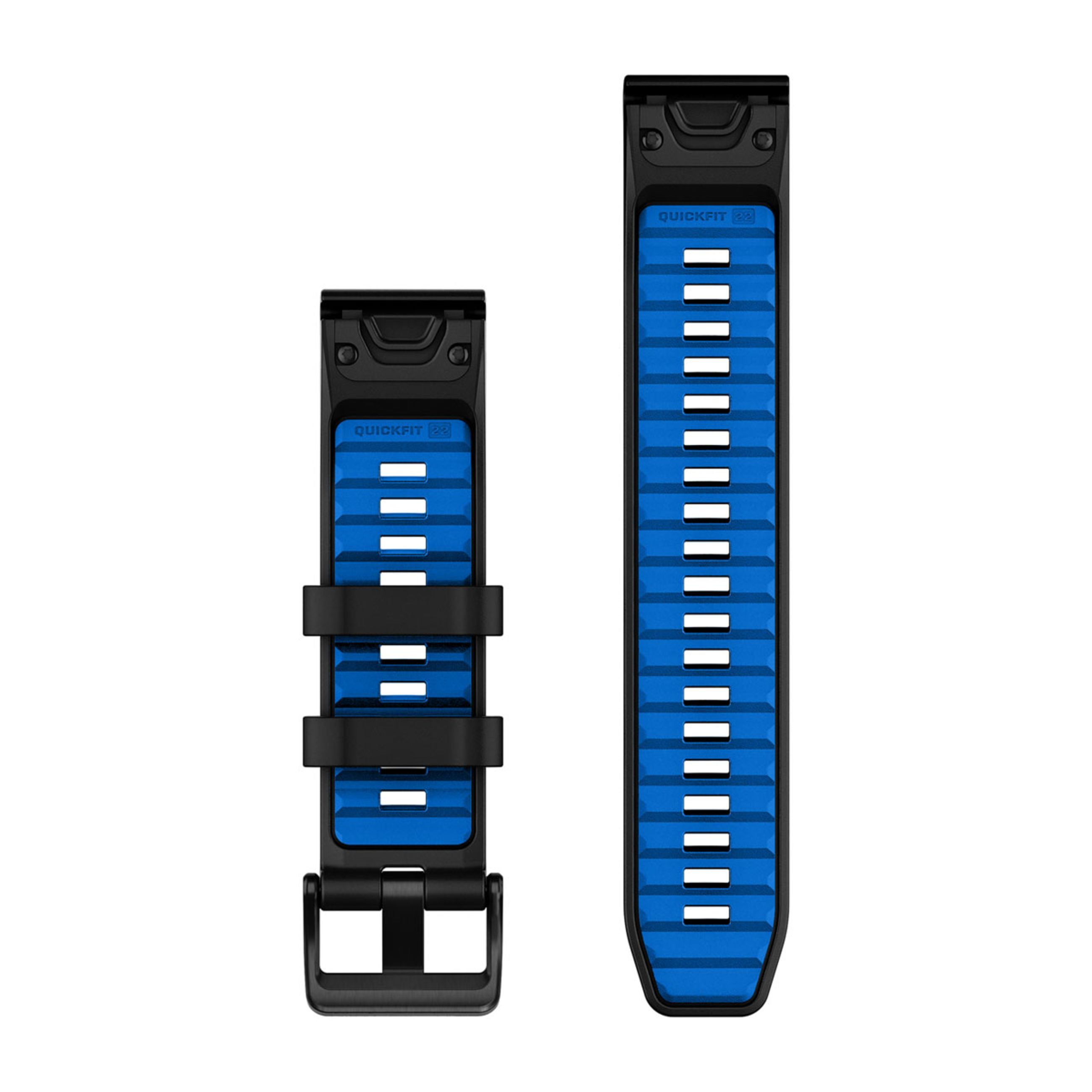 Alternative view of Quickfit 22 Watch Straps - Black/Pilot Blue Silicone
