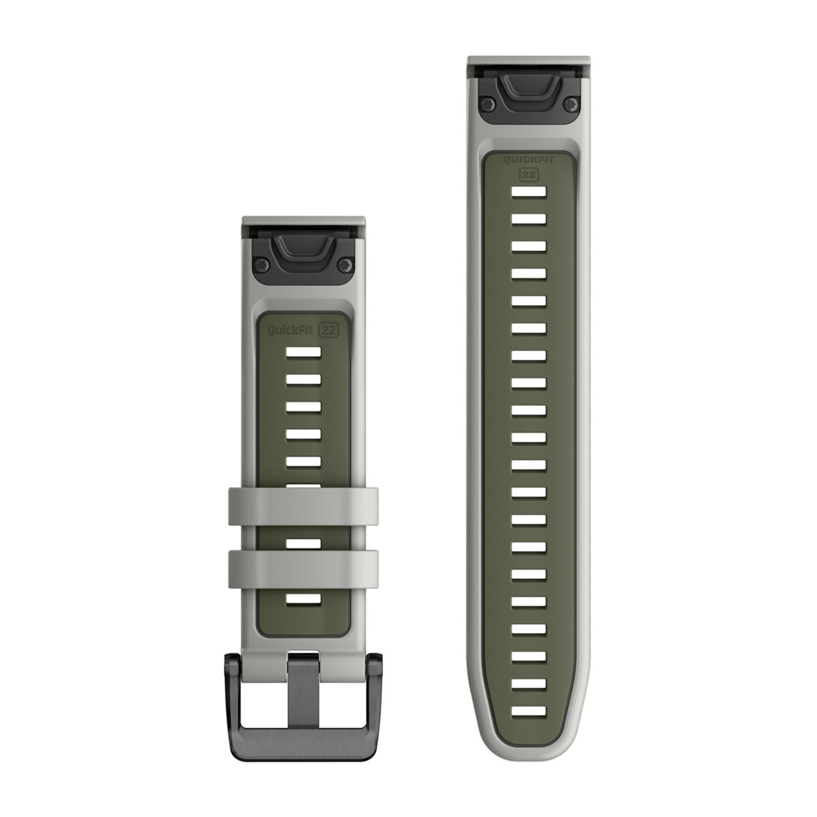 Alternative view of Quickfit 22 Watch Straps - Fog Gray/Moss Silicone