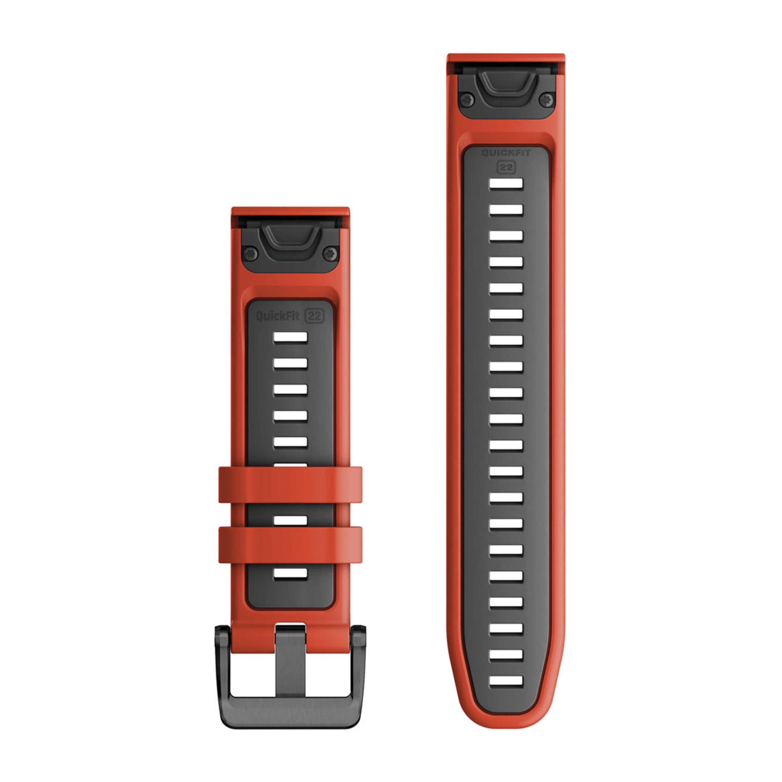 Alternative view of Quickfit 22 Watch Straps - Flame Red/Graphite Silicone
