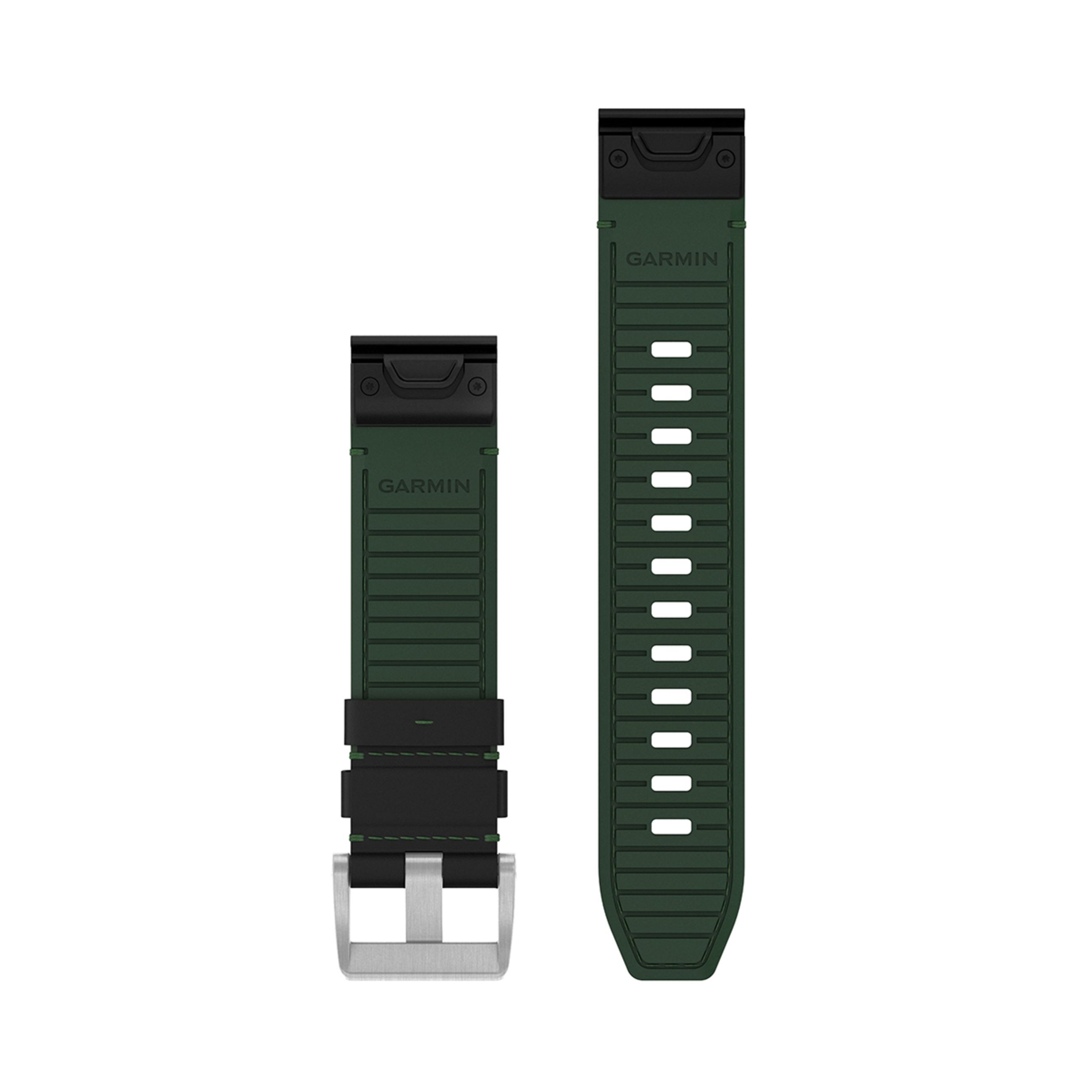 Alternative view of Quickfit 22 Watch Straps - Leather/Fkm Hybrid Strap, Black/Green