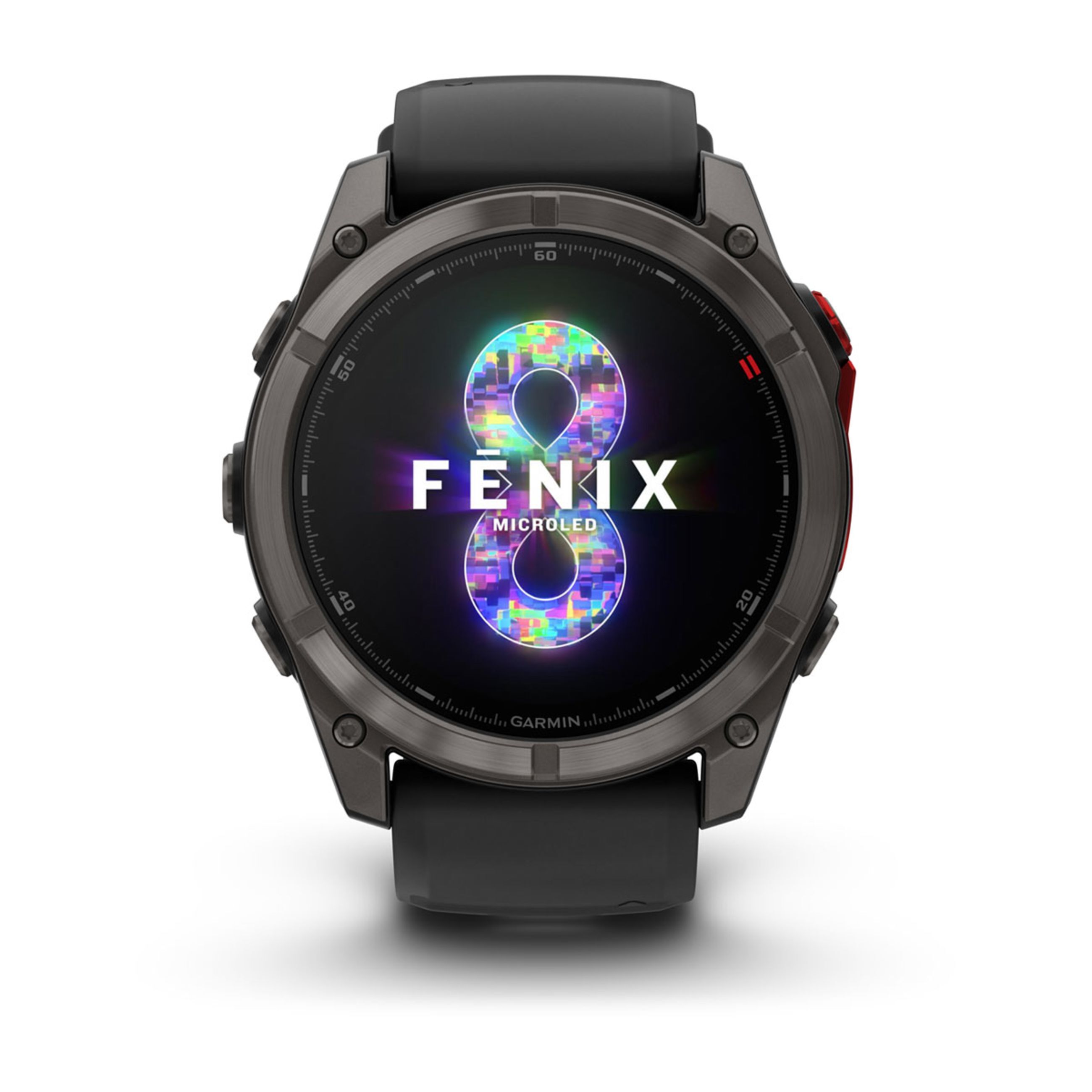 Alternative view of FēNix 8 – 43 Mm, Amoled - Sapphire, Carbon Gray Dlc Titanium With Black/Pebble Gray Silicone Band